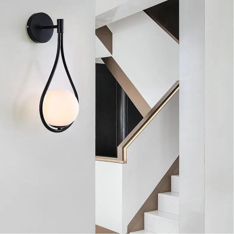 Modern 1-Light Globe Water Drop Shape Armed Sconce Lamp 2 Design Cuvalon