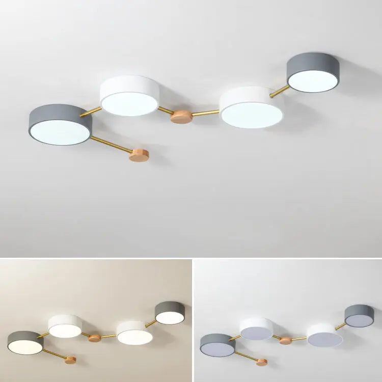 Scandinavian Minimalist Solid Wood Iron LED Flush Mount Lighting Cuvalon