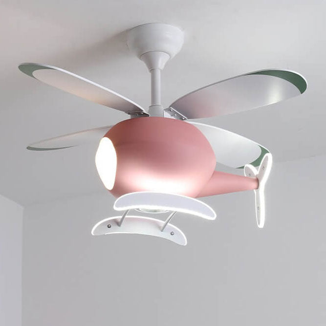 Simple Cartoon Aircraft LED Downrods Ceiling Fan Light Cuvalon