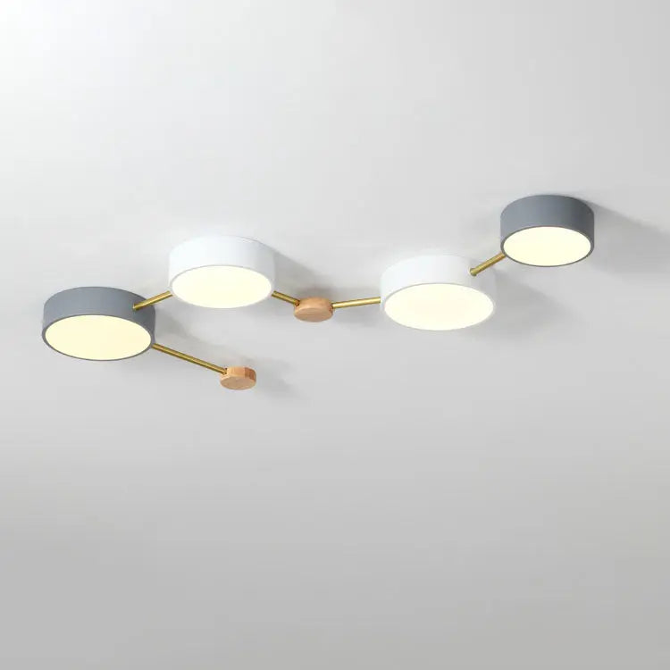 Scandinavian Minimalist Solid Wood Iron LED Flush Mount Lighting Cuvalon