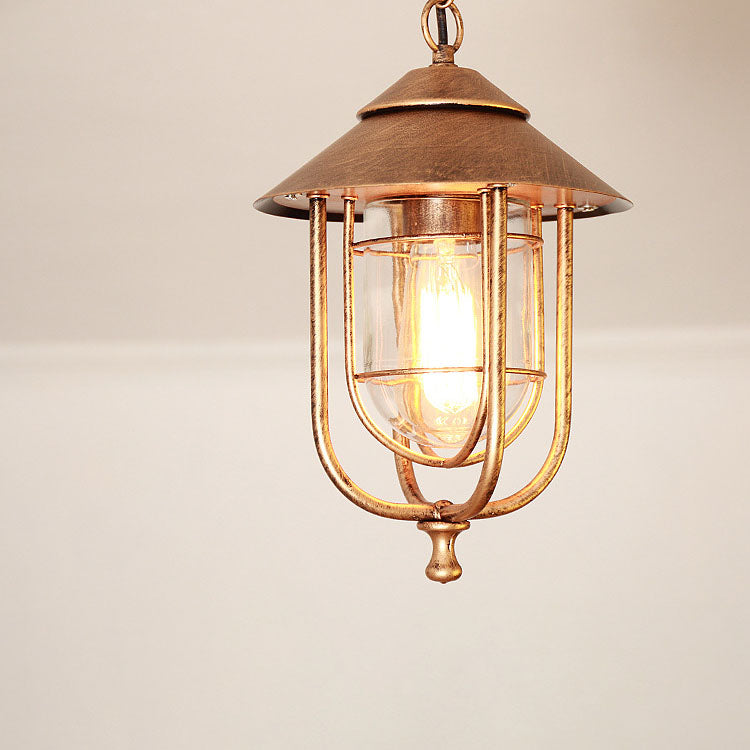 Industrial Vintage Aluminum Cage Glass 1-Light Outdoor Waterproof Pendant Light Cuvalon
