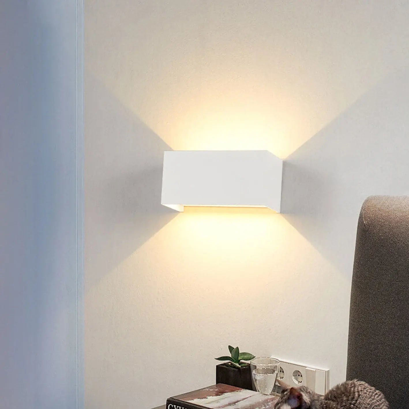 Modern Outdoor Waterproof Rectangular LED Up and Down Illuminated Outdoor Wall Sconce Lamp Cuvalon