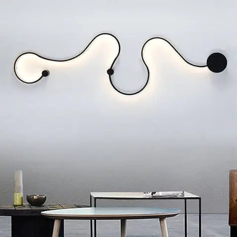 Modern Long Aluminum Snake Shaped 1-Light Curved LED Wall Sconce Lamp Cuvalon