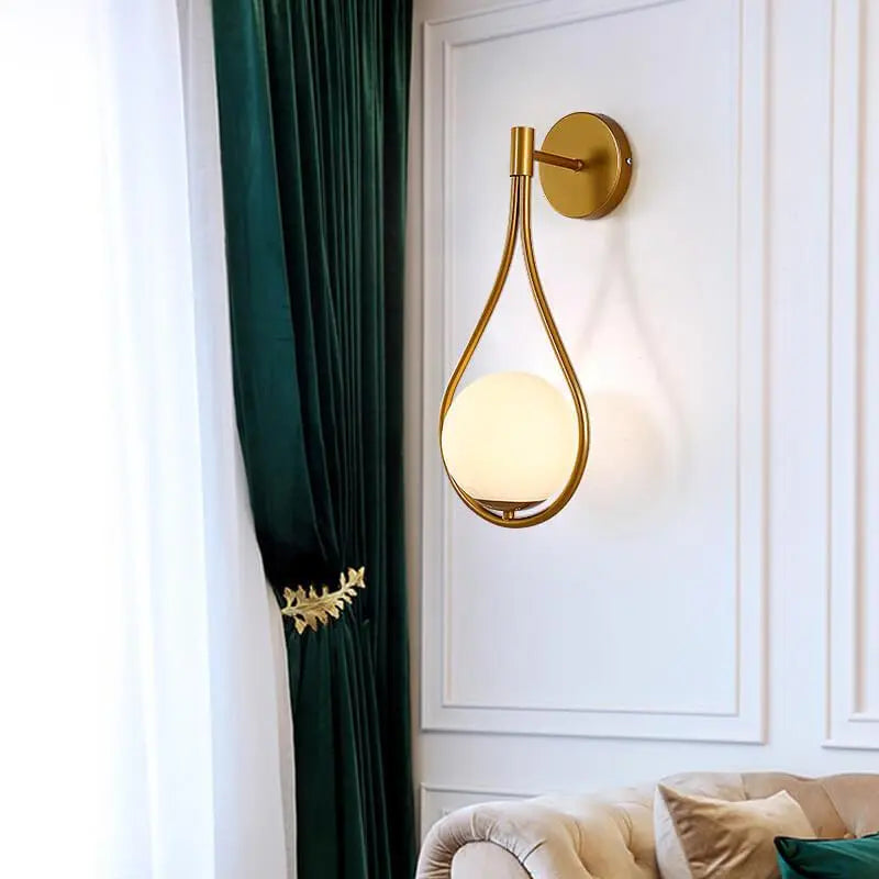 Modern 1-Light Globe Water Drop Shape Armed Sconce Lamp 2 Design Cuvalon