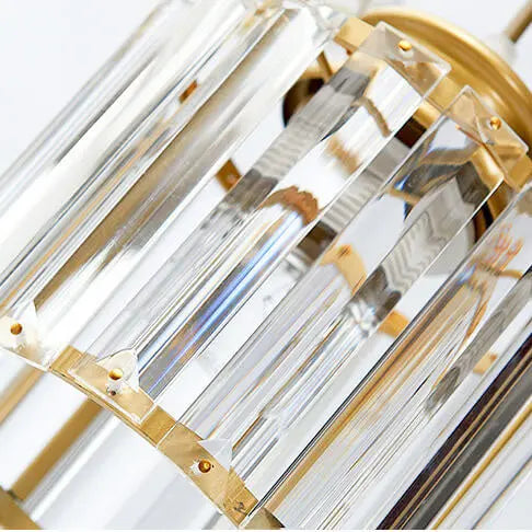 Modern Prismatic Crystal Cylindrical 6-Light Stairway Chandeliers Cuvalon