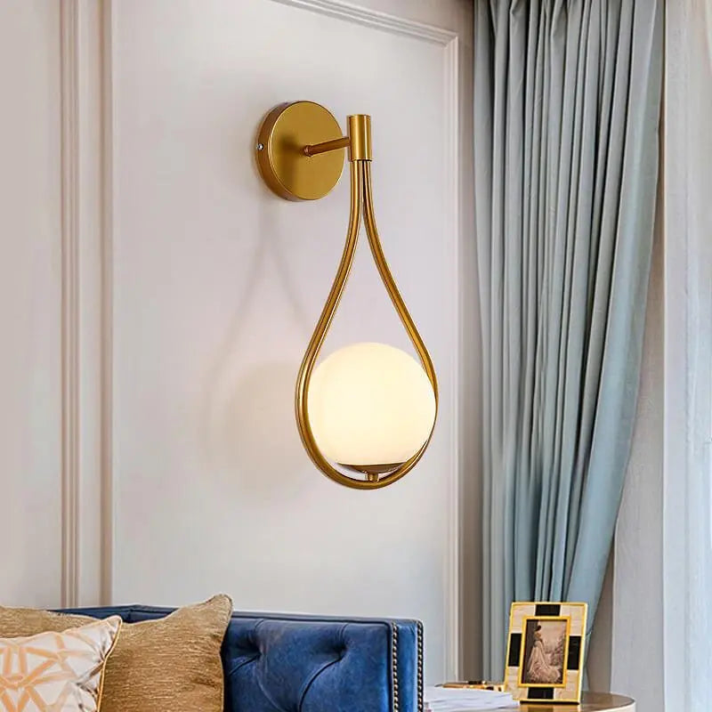 Modern 1-Light Globe Water Drop Shape Armed Sconce Lamp 2 Design Cuvalon
