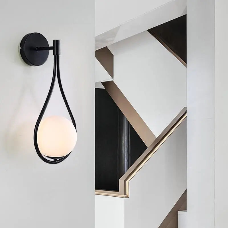 Modern 1-Light Globe Water Drop Shape Armed Sconce Lamp 2 Design Cuvalon