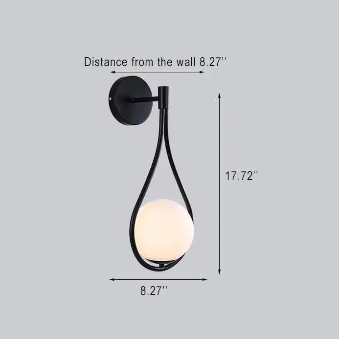Modern 1-Light Globe Water Drop Shape Armed Sconce Lamp 2 Design Cuvalon