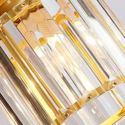 Modern Prismatic Crystal Cylindrical 6-Light Stairway Chandeliers Cuvalon