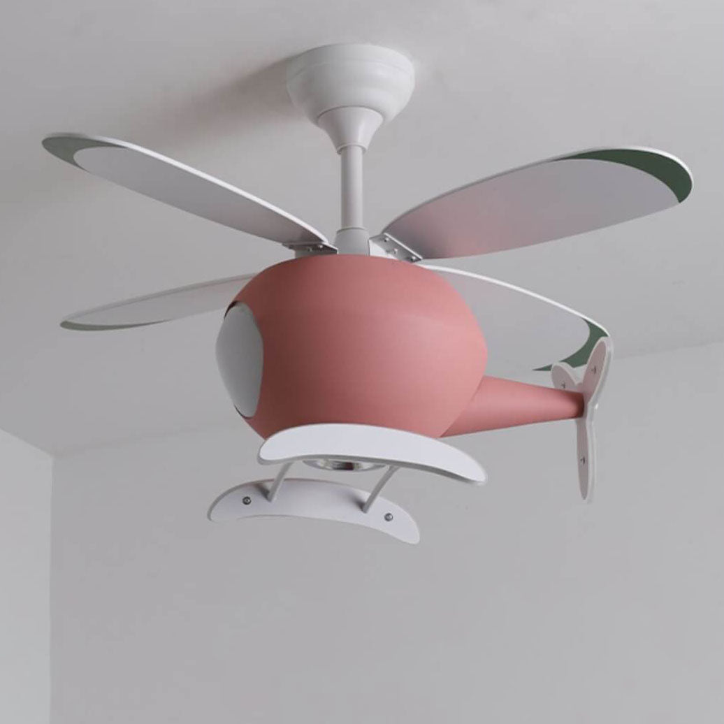 Simple Cartoon Aircraft LED Downrods Ceiling Fan Light Cuvalon