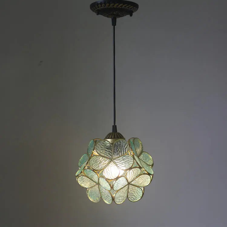 Vintage Stained Glass Petal 1-Light Pendant Light Cuvalon