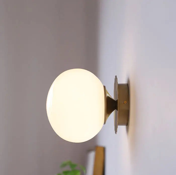Modern Vintage Minimalist Iron Glass Round Head 1-Light Wall Sconce Lamp Cuvalon