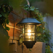 Contemporary Retro Solar Waterproof Aluminum Glass Lantern Cylinder 1-Light Hanging Wall Sconce Lamp For Outdoor Patio Cuvalon