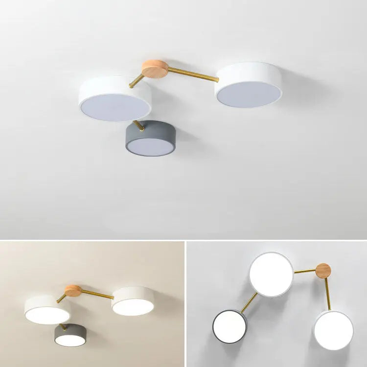 Scandinavian Minimalist Solid Wood Iron LED Flush Mount Lighting Cuvalon