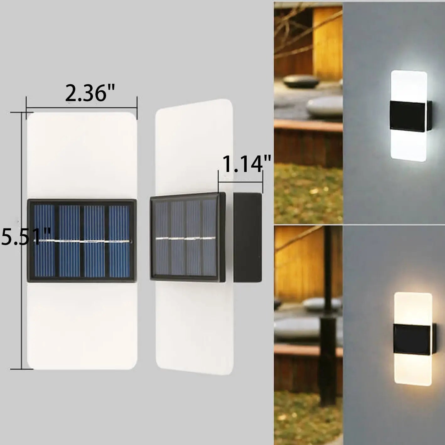 Courtyard Waterproof Acrylic LED Solar Wall Sconce Lamp Outdoor Light Cuvalon