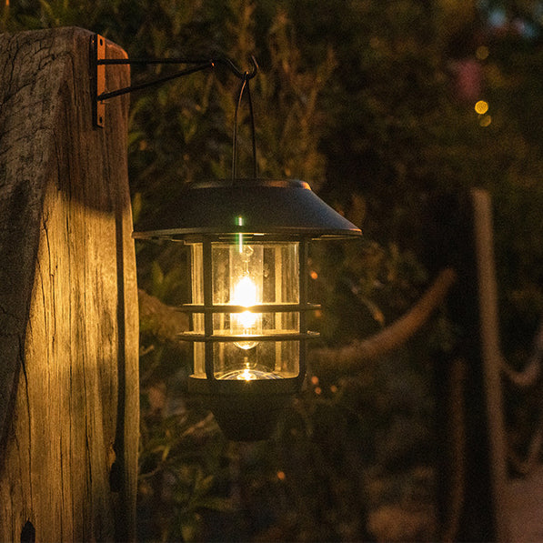 Contemporary Retro Solar Waterproof Aluminum Glass Lantern Cylinder 1-Light Hanging Wall Sconce Lamp For Outdoor Patio Cuvalon