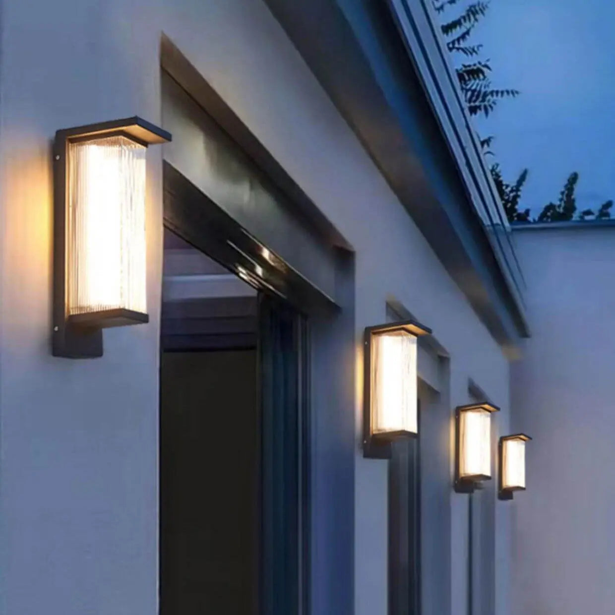 Industrial Waterproof Rectangular PC Striped Shade LED Outdoor Wall Sconce Lamp Cuvalon