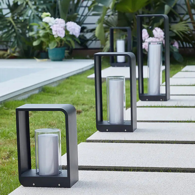 Modern Minimalist Square Frame Stainless Steel Acrylic LED Waterproof Lawn Landscape Light For Outdoor Patio Cuvalon