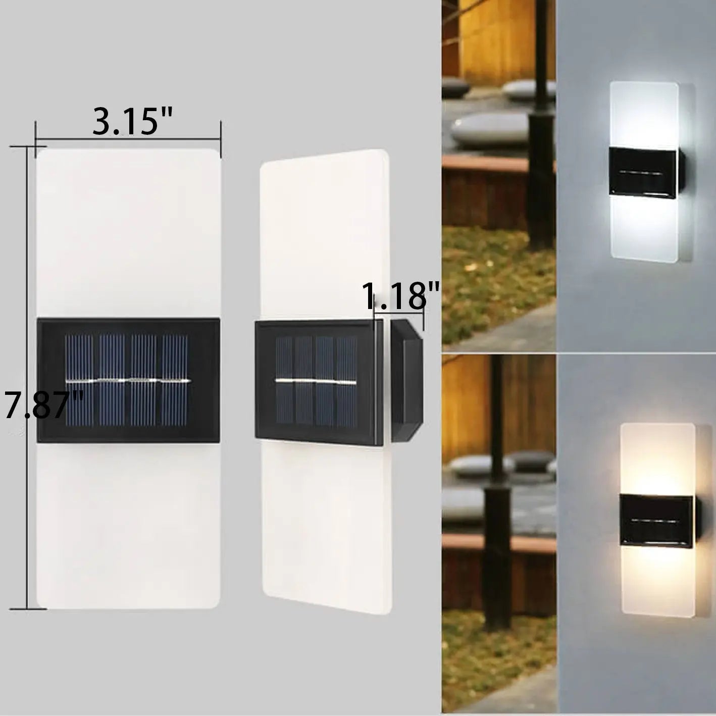 Courtyard Waterproof Acrylic LED Solar Wall Sconce Lamp Outdoor Light Cuvalon