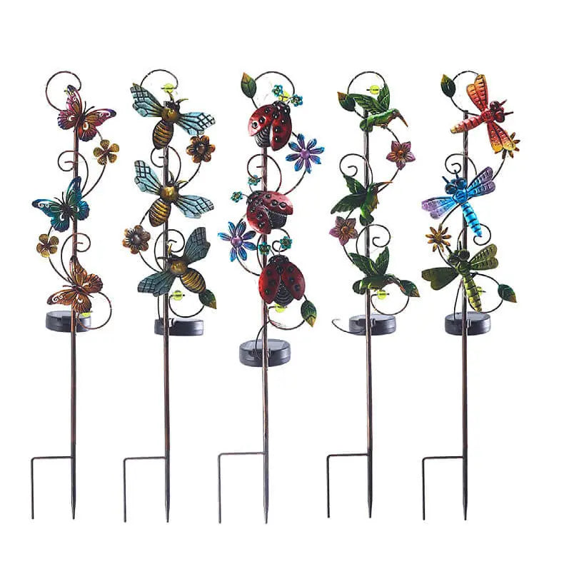 Solar Iron Hummingbird Butterfly Dragonfly Garden Lawn Landscape Light Cuvalon