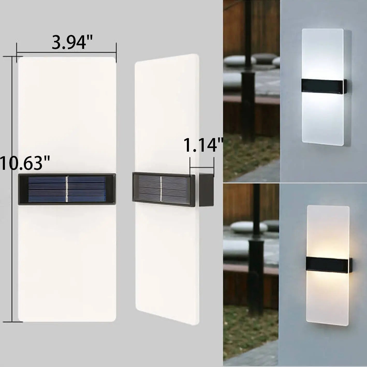 Courtyard Waterproof Acrylic LED Solar Wall Sconce Lamp Outdoor Light Cuvalon