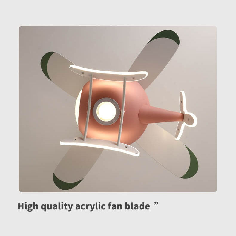 Simple Cartoon Aircraft LED Downrods Ceiling Fan Light Cuvalon