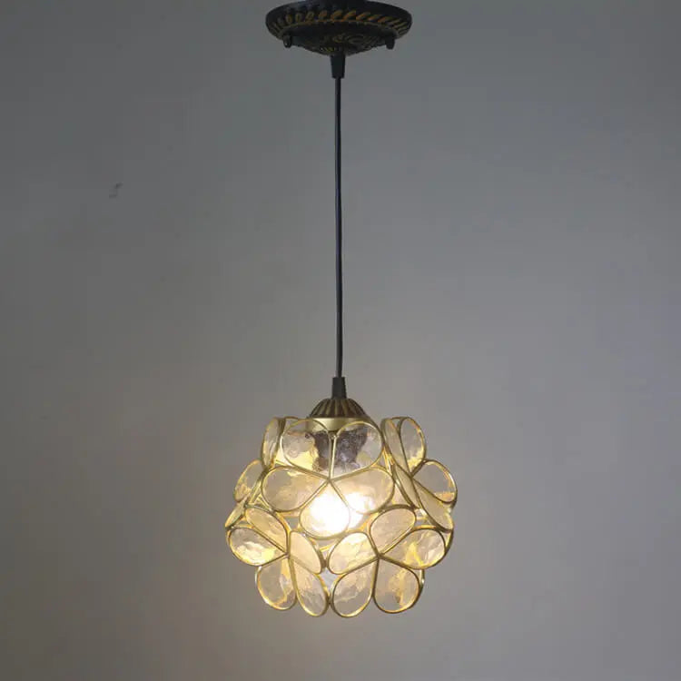 Vintage Stained Glass Petal 1-Light Pendant Light Cuvalon