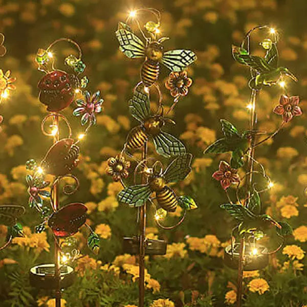 Solar Iron Hummingbird Butterfly Dragonfly Garden Lawn Landscape Light Cuvalon