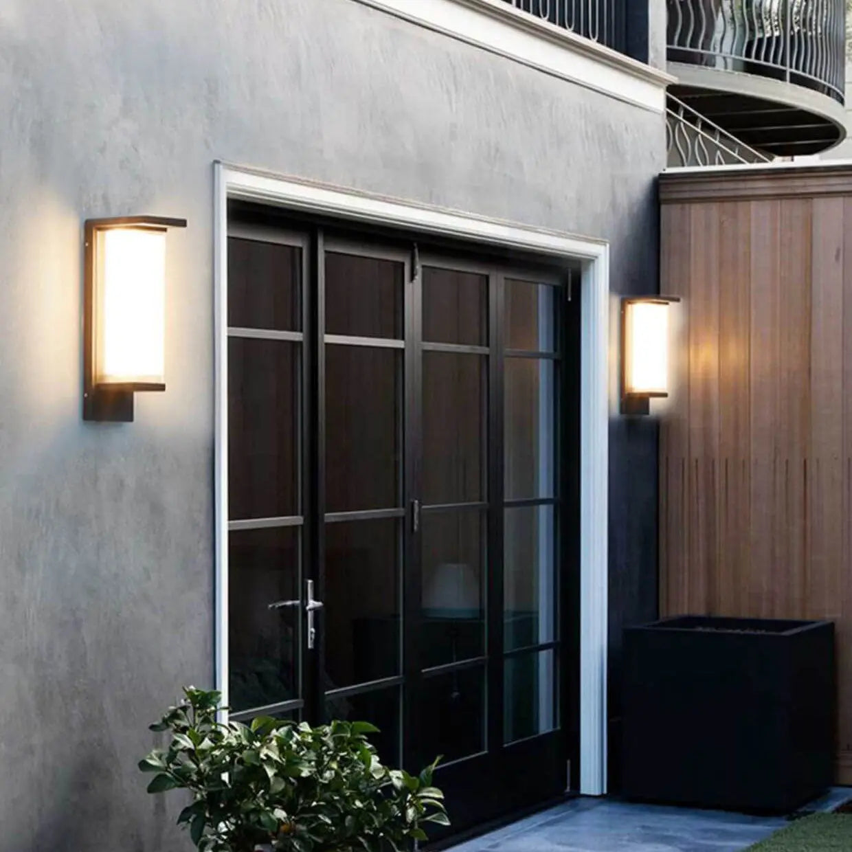 Industrial Waterproof Rectangular PC Striped Shade LED Outdoor Wall Sconce Lamp Cuvalon