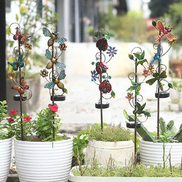 Solar Iron Hummingbird Butterfly Dragonfly Garden Lawn Landscape Light Cuvalon