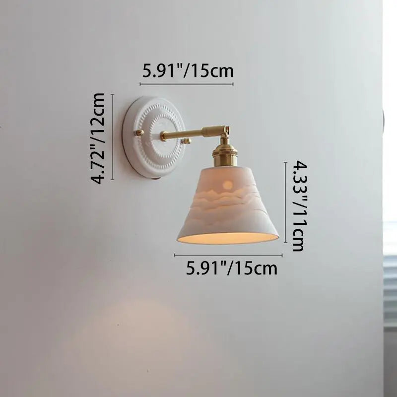 Traditional Vintage Round Ceramic Brass 1-Light Wall Sconce Lamp for Living Room Cuvalon