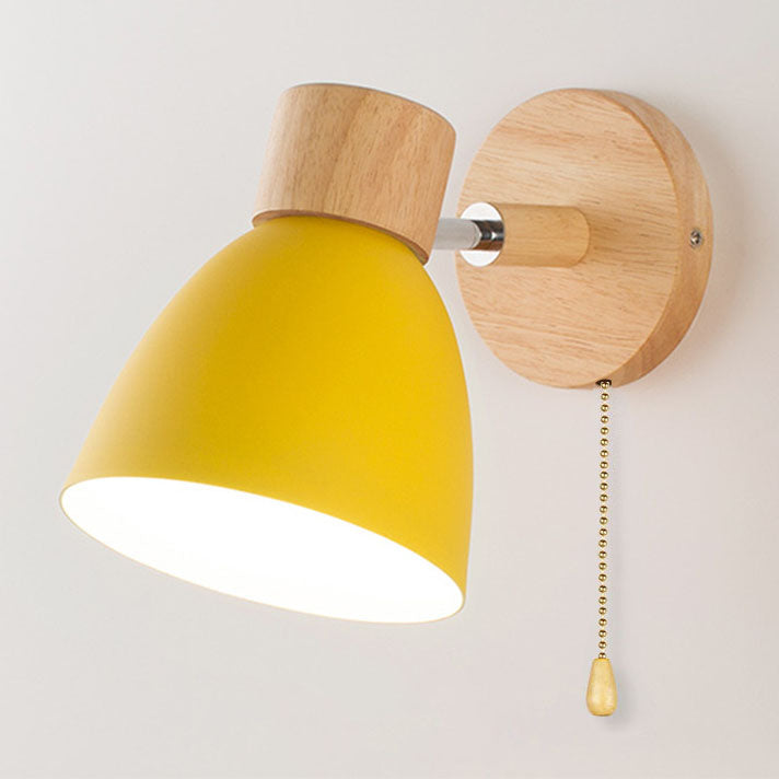 Modern Minimalist Solid Color Macaron Iron Wood 1-Light Wall Sconce Lamp Cuvalon