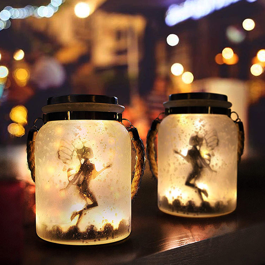 Solar Creative Fairy Frosted Glass Jar LED Outdoor Light Cuvalon