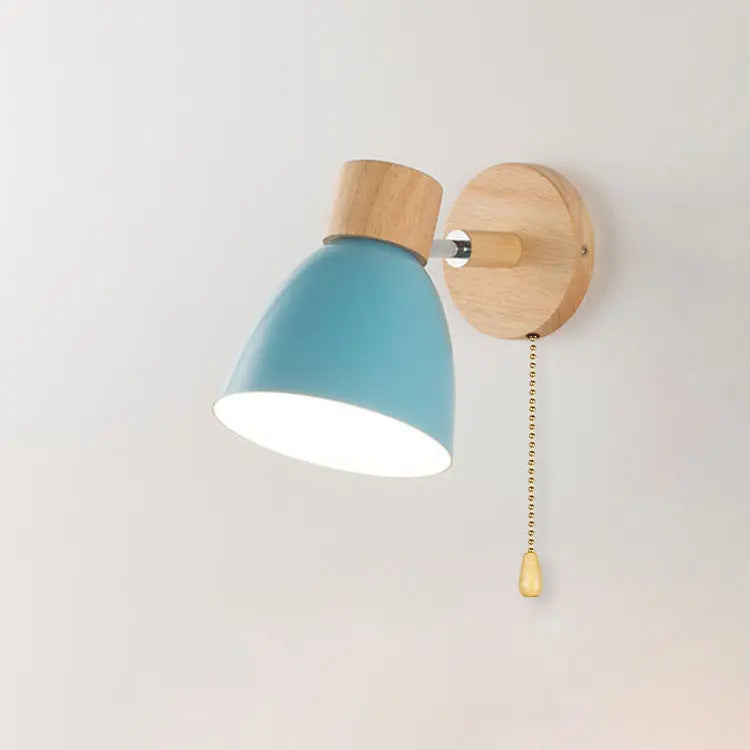 Modern Minimalist Solid Color Macaron Iron Wood 1-Light Wall Sconce Lamp Cuvalon