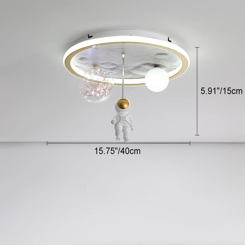 Children Creative Cartoon Astronaut Moon Acrylic LED Kids Flush Mount Ceiling Light Cuvalon