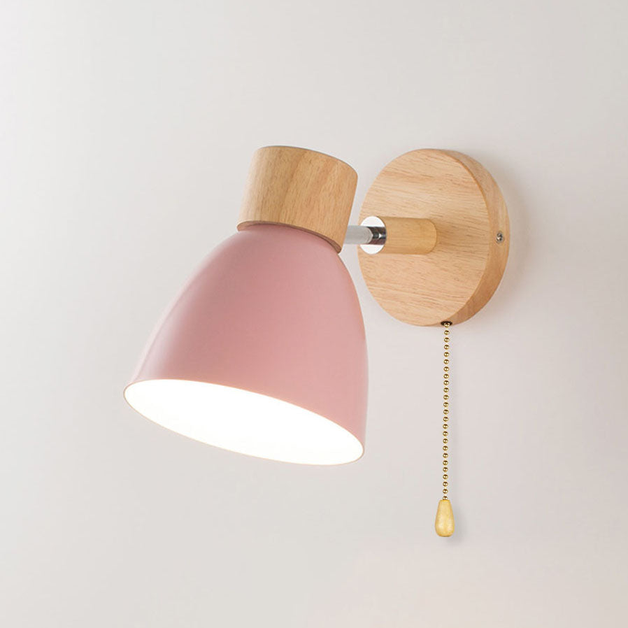 Modern Minimalist Solid Color Macaron Iron Wood 1-Light Wall Sconce Lamp Cuvalon