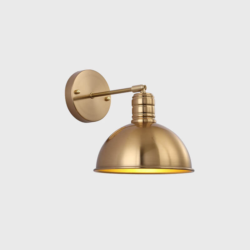 Modern Simple Iron Plated Brass Cone Round 1-Light Wall Sconce Lamp Cuvalon