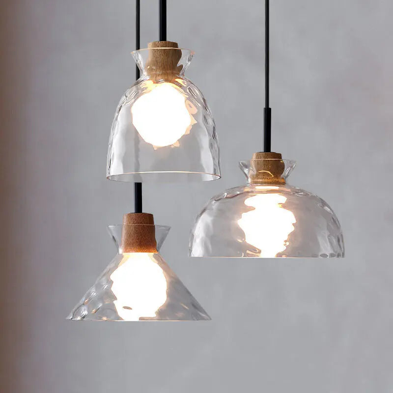 Nordic Clear Rippled Glass Shaded 1-Light Pendant Light Cuvalon
