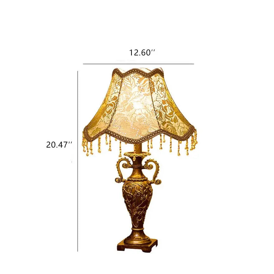 European Vintage Fabric Antique 1-Light Table Lamp Cuvalon