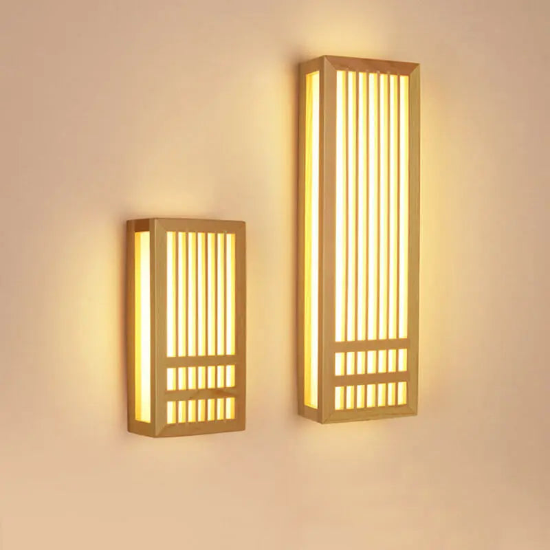 Modern Minimalist Solid Wood Acrylic Rectangular LED  Wall Sconce Lamp for Living Room Cuvalon