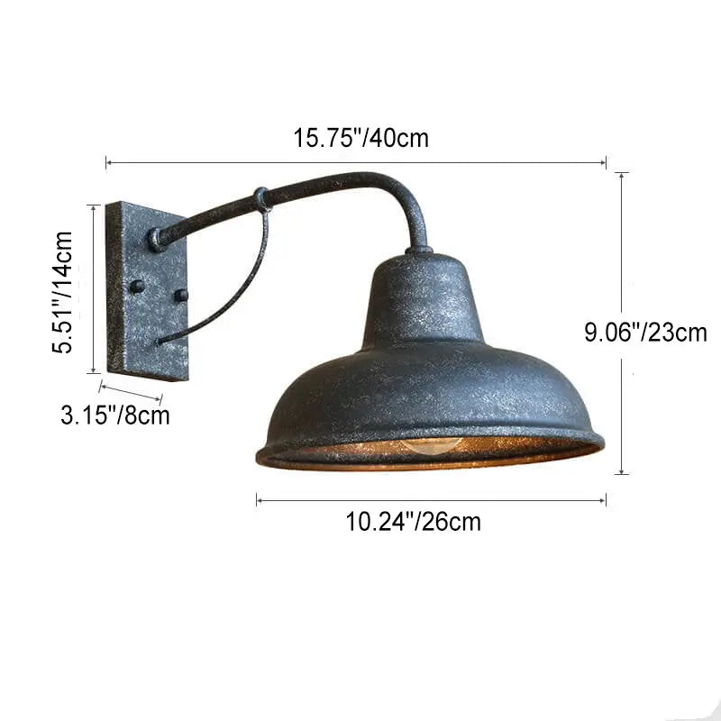 Vintage Iron Barn Waterproof Outdoor 1-Light Wall Sconce Lamp Cuvalon