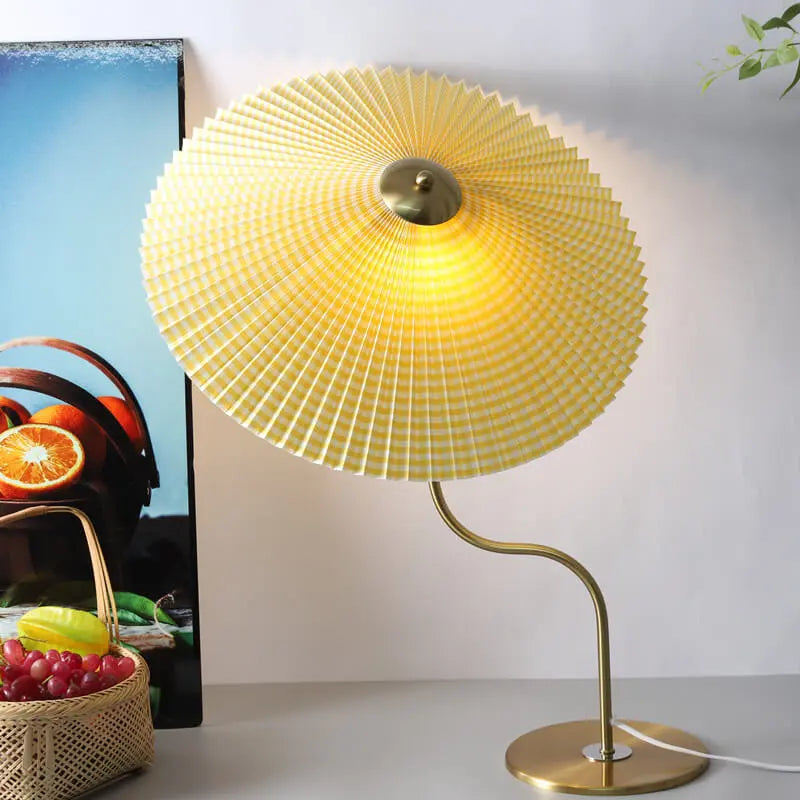Retro Pleated Umbrella Shaped 1-Light Decorative Table Lamp Cuvalon