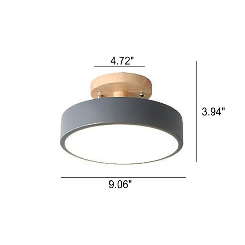 Nordic Log Round LED Semi-Flush Mount Ceiling Light Cuvalon