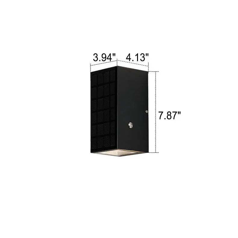Modern Solar Black Rectangular Die-Cast Aluminum Solar LED Outdoor Wall Light Cuvalon