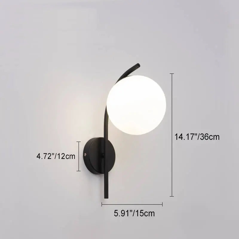 Nordic Arc Glass Globe 1-Light  Wall Sconce Lamp Cuvalon