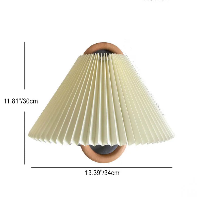 Modern Original Solid Wood Pleated Semi-Circle 1-Light Wall Sconce Lamp Cuvalon
