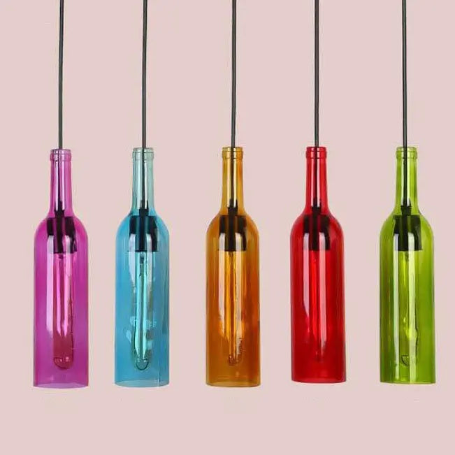 Antique Glass Wine Bottle 1-Light Pendant Light Cuvalon