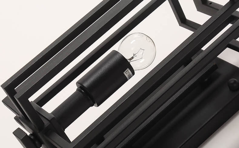 Modern Glass Square Iron 1-Light Waterproof Outdoor Wall Sconce Lamp Cuvalon