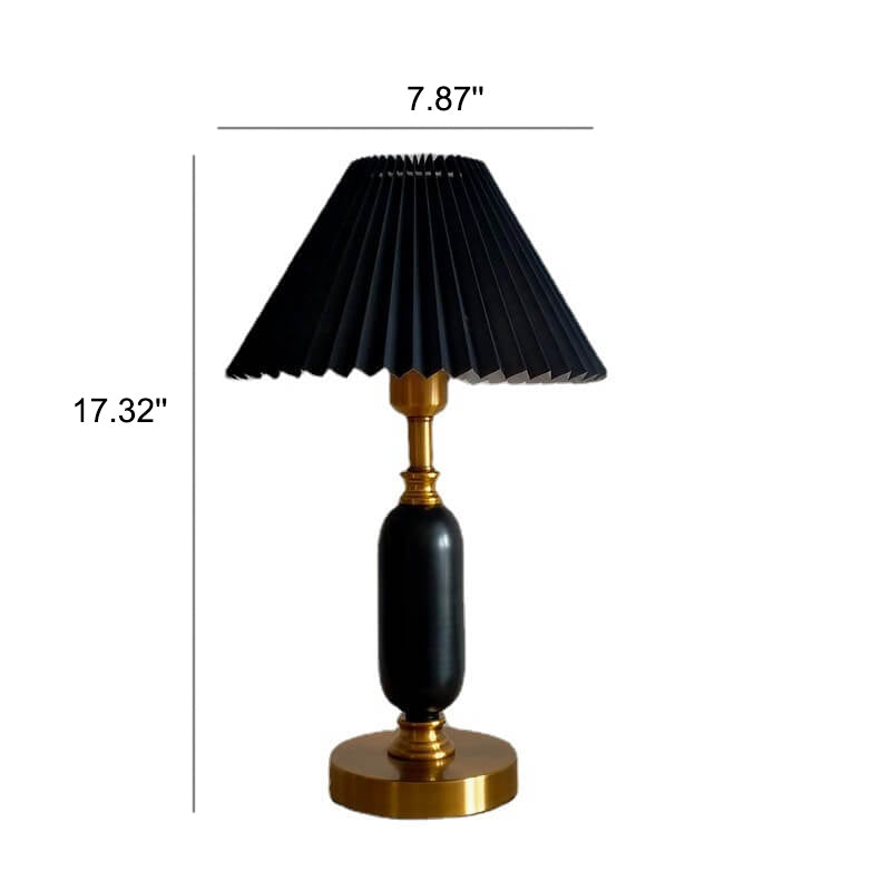Retro Pleated Shade Column Base 1-Light Table Lamp Cuvalon