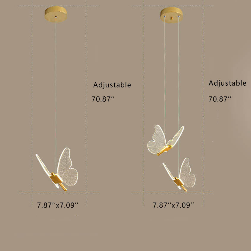 Minimalist Acrylic Butterfly LED Pendant Light Cuvalon